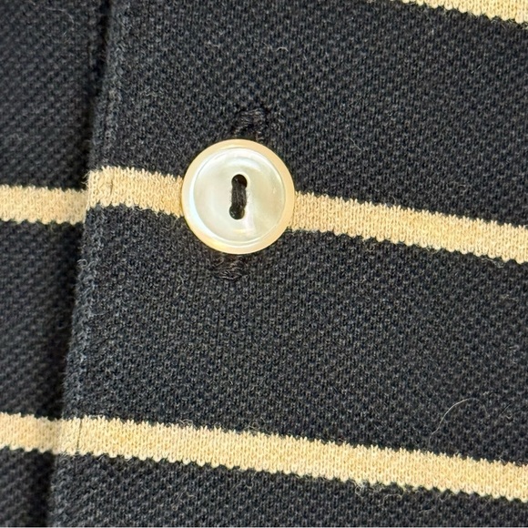 Peter Millar third button up Polo Shirt Mens Large Black white Stripes SZ M - Picture 4 of 9